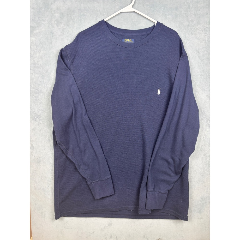Polo Ralph Lauren Mens 3XL Navy Blue Waffle Knit Thermal Long Sleeve Shirt